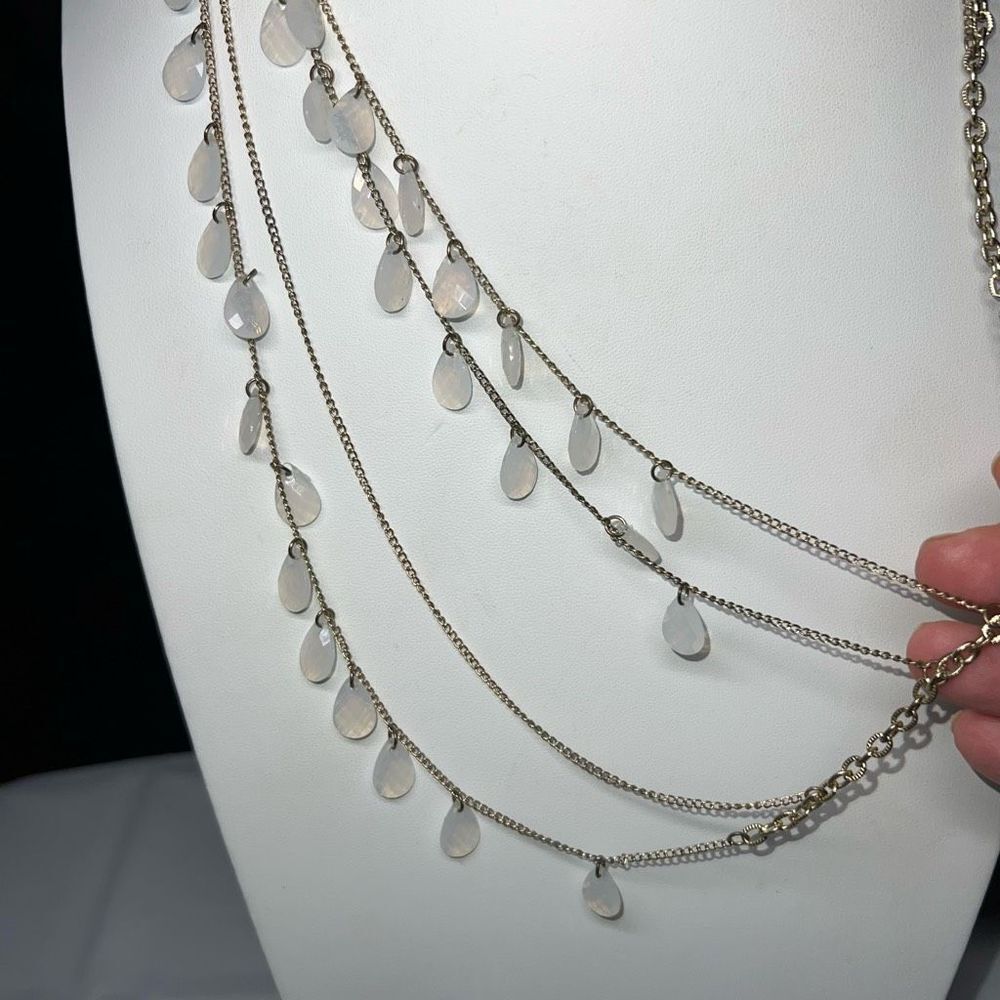 Multilayer Opaque Cream Drop Statement Bib Neckla… - image 7